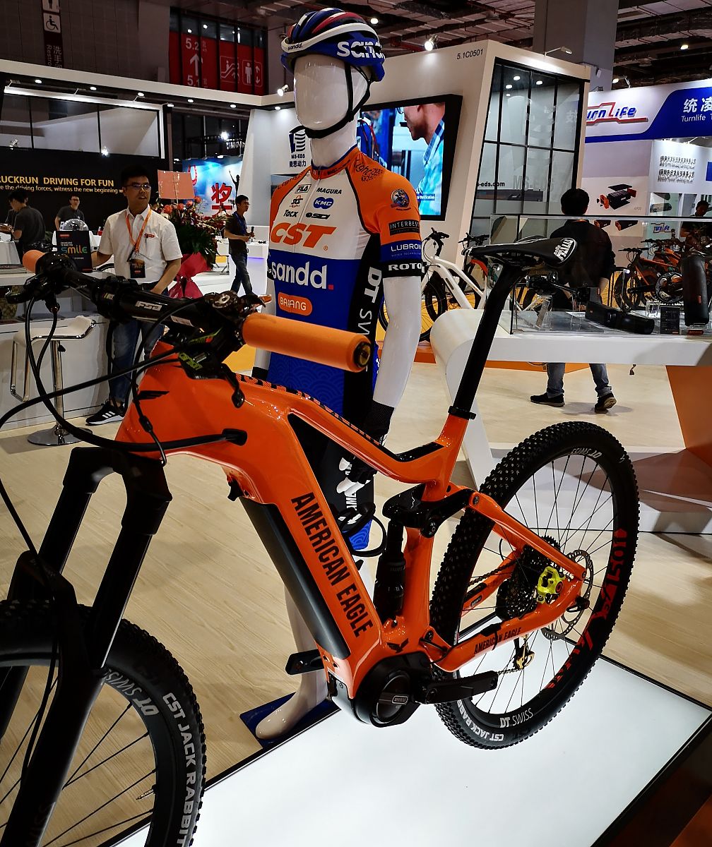 Bafang displays new American Eagle eMTB race bike at Shanghai show
